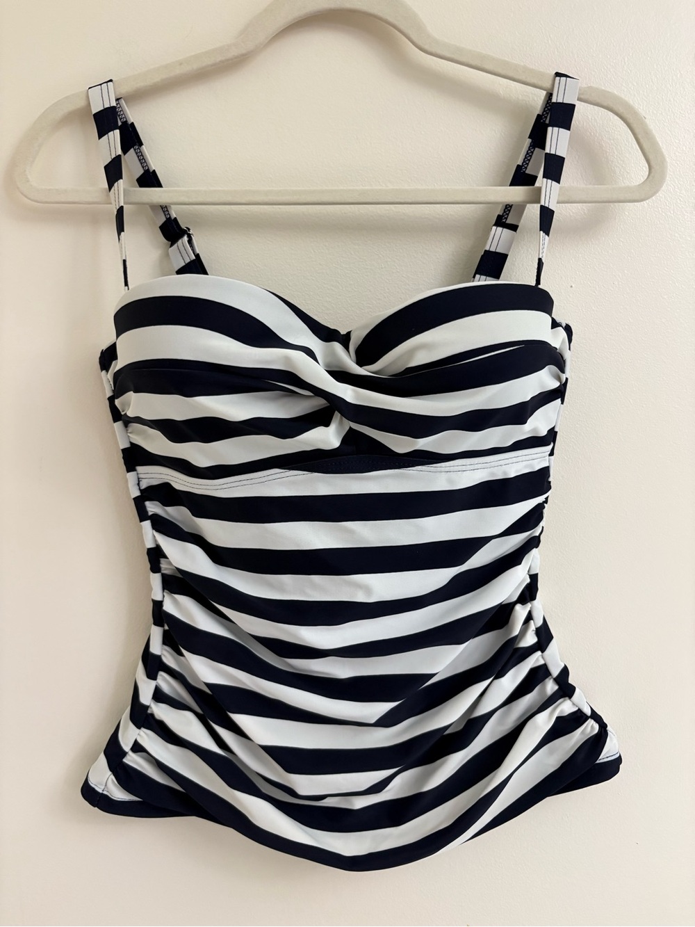 Togs Swimwear Australia Navy Blue White Stripe Tankini Top US 6 Tummy Control